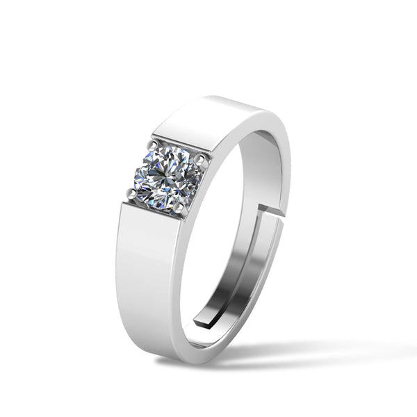 925 Sterling Silver solitaire diamond Ring for Men