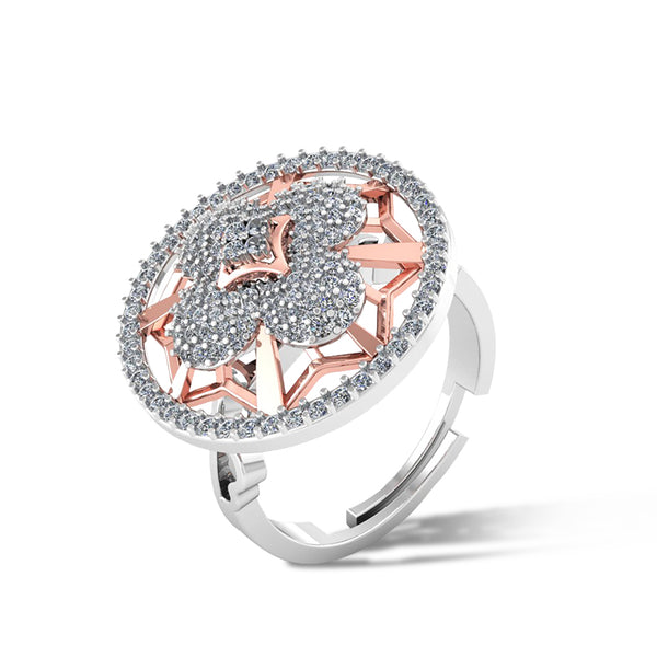 925 Pure Silver Solitaire Rose Gold Ring for Ladies