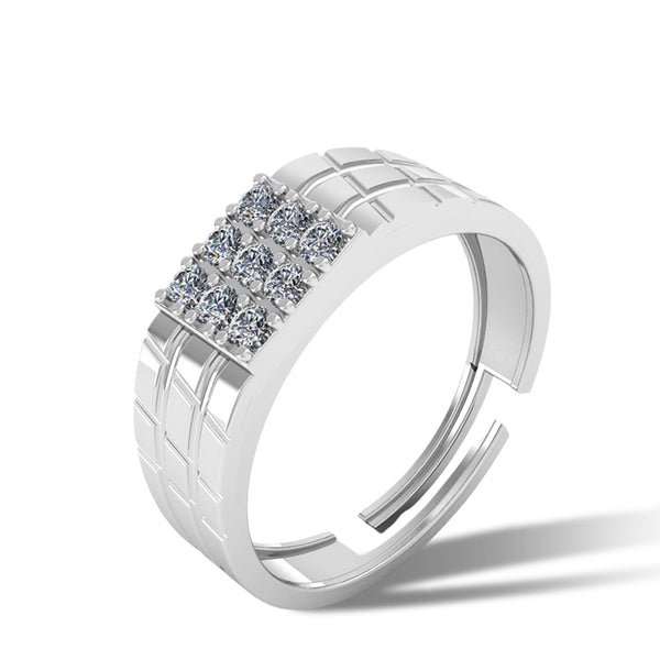 Pure 925 Silver Round Cut Diamond Special Ring for Men's