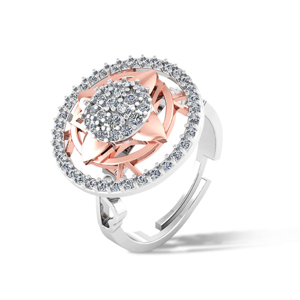 Pure 925 Silver Delicate Halo Rose Gold Stylish Ring For Ladies