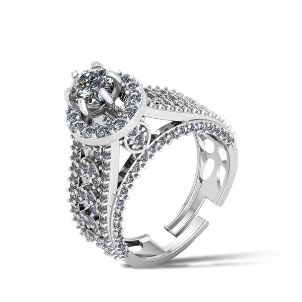 925 Pure Silver Zircon Diamond Special Solitaire Rings for Women's