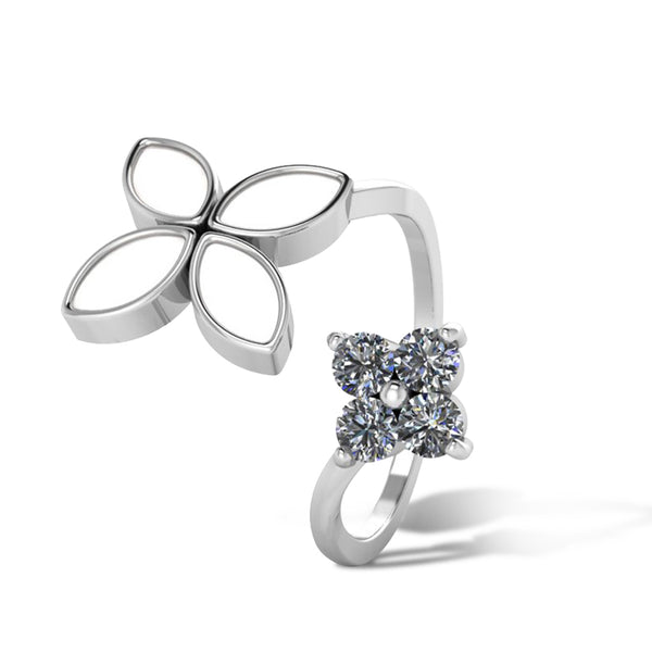 925 Sterling Silver Cubic Zircon Enamel Ring Freesize