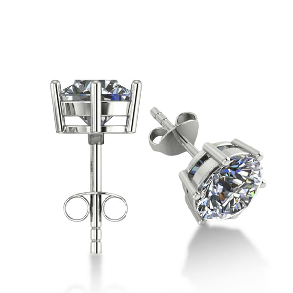 925 Sterling Silver Classic Solitaire diamond Stud Earrings for Women and Girls