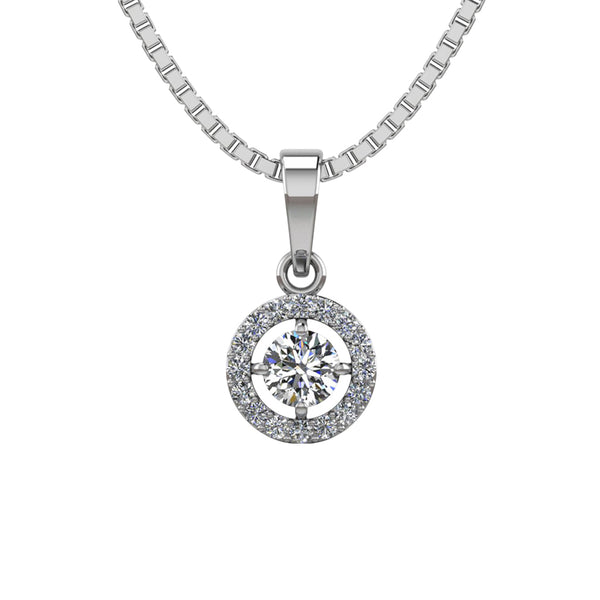 Pure 925 Silver Single Bail Halo Style Pendant for Girls