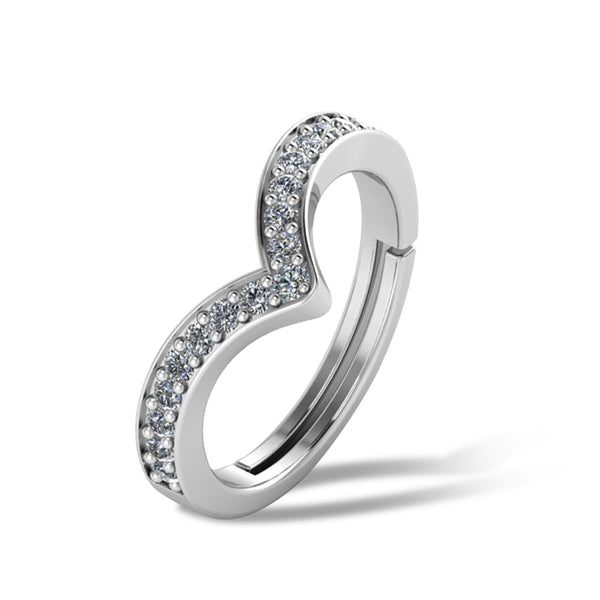 925 Pure Starling Silver Wave V Ladies Special Ring for Ladies