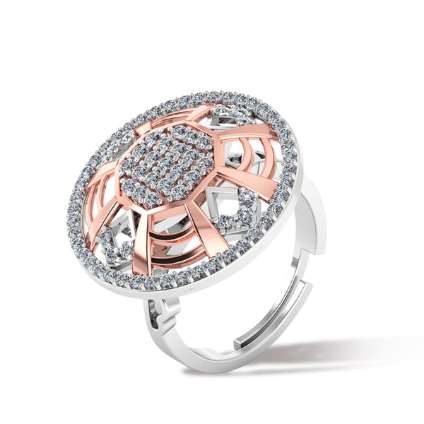 Pure 925 Silver Rose Gold Plated Moissanite Special Ladies Ring