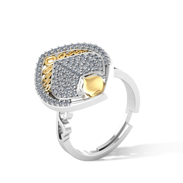 Pure 925 Silver Gold Plated Delicate Special Ring for Ladies