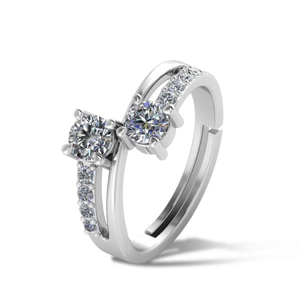 925 Sterling Silver Cubic Zircon Freesize Ring