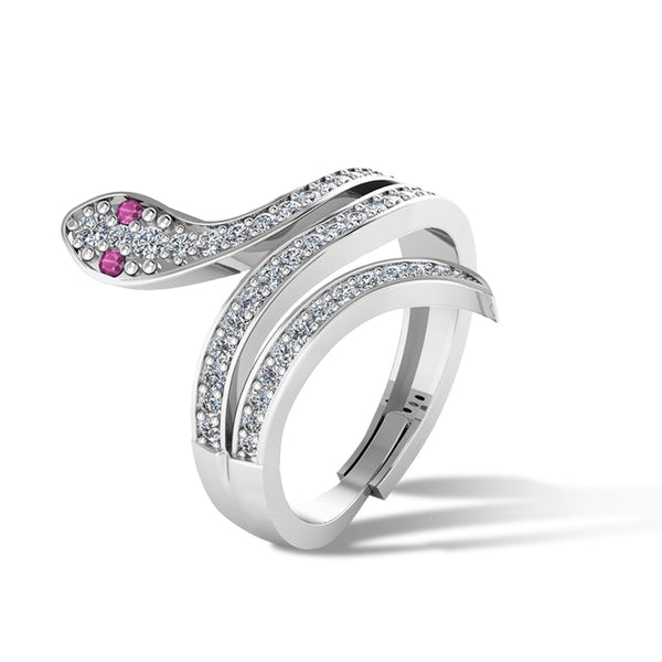 Pure 925 Silver Moon eye Snake Wrap Ring for Ladies