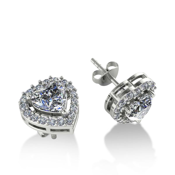 925 Sterling Silver Classic Zircon Heart Stud Earrings for Women and Girls
