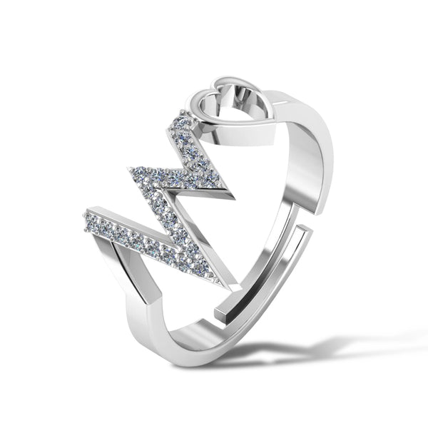 Pure 925 Silver Heart Initials Rings for Men and Women