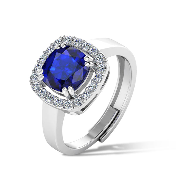 Pure 925 Silver Blue Stone Sapphire engagement Ring for Girls