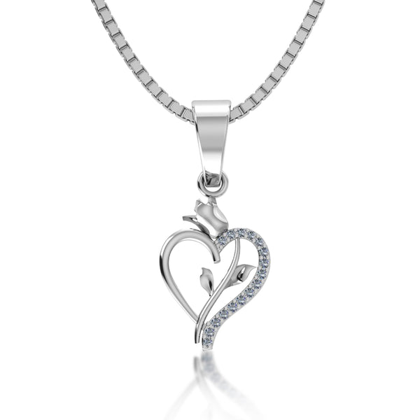 Pure 925 Silver Rose Heart Special Pendant for Girls