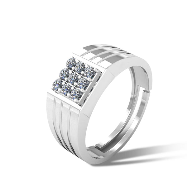 Pure 925 Silver Special Cluster Men's Ring