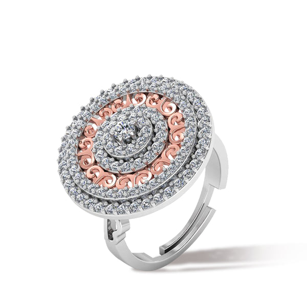 Pure 925 Silver Round Rose Gold Plated Special Ring For Ladies