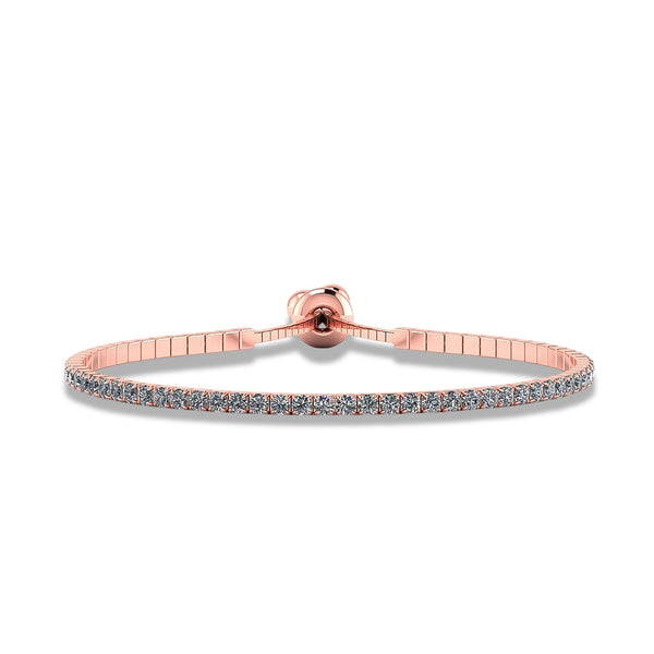 Rose Gold Tennis Silver Bracelet with American Diamond