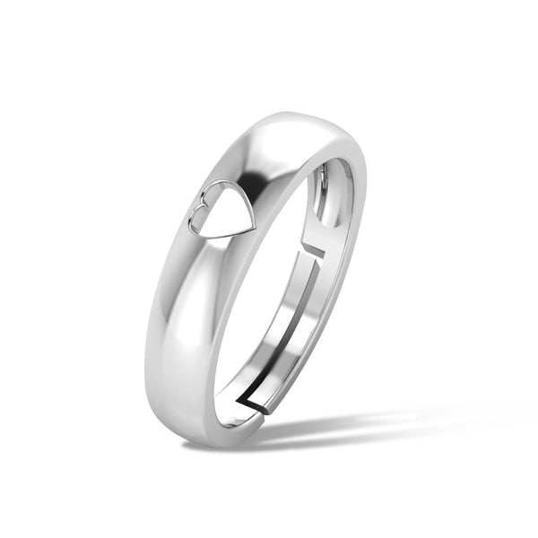 925 Sterling Silver Crystal heart Freesize Ring for Men
