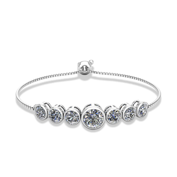 925 Sterling Silver Classic Solitaire Diamonds Bracelet for Women and Girls