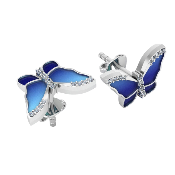 Pure 925 Silver Butterfly Austrian Crystal Cubic Earrings For Ladies