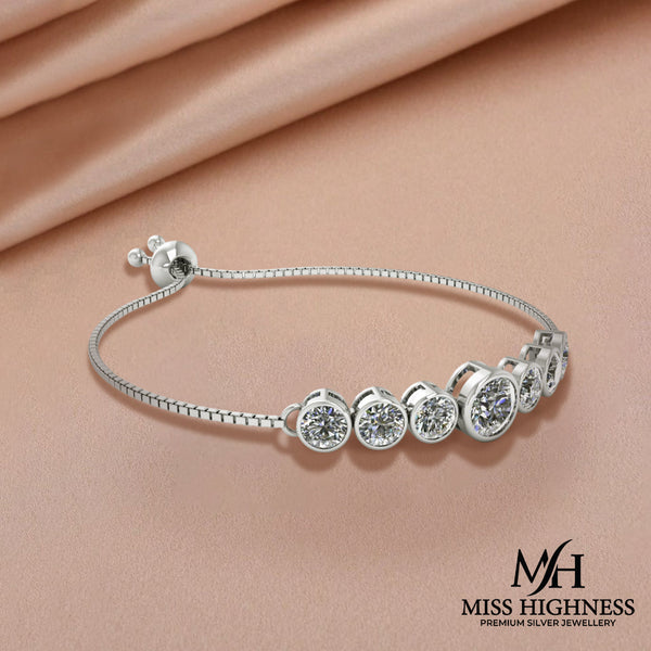 925 Sterling Silver Classic Solitaire Diamonds Bracelet for Women and Girls