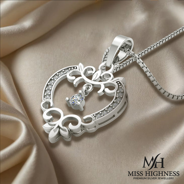 Pure 925 Silver Pretty Heart Pendant with with chain