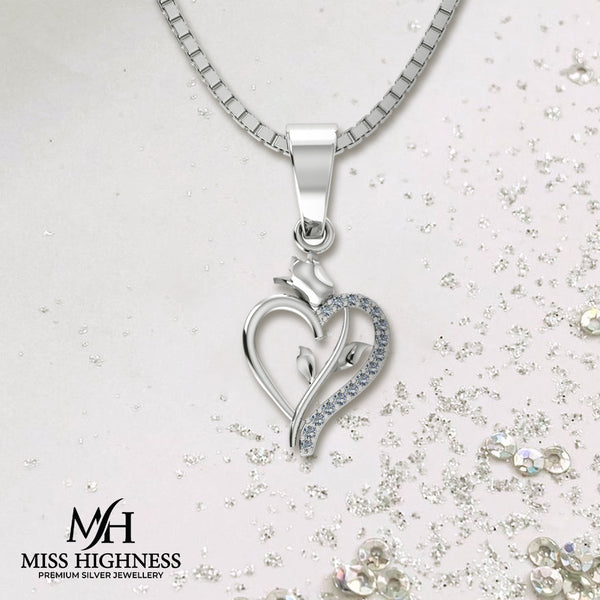 Pure 925 Silver Rose Heart Special Pendant with chain