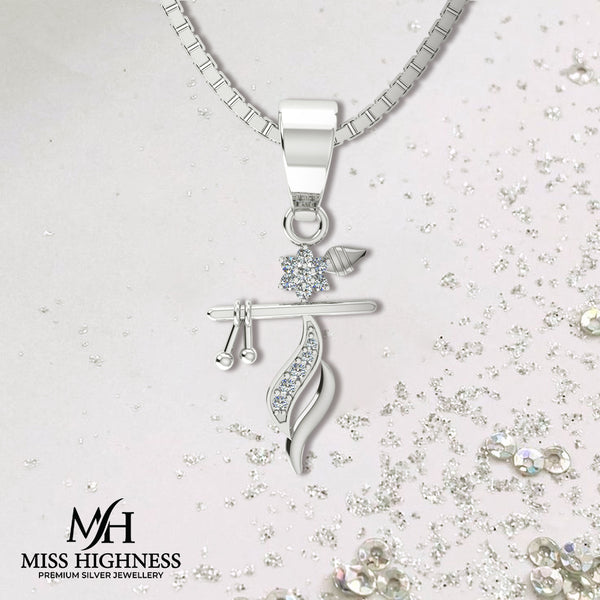 Pure 925 Silver Shri Krishna Flute Pendant pendent with chain
