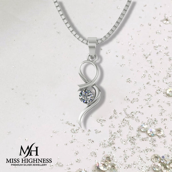 Pure 925 Silver Fashion Flower Brooch Pendant with chain