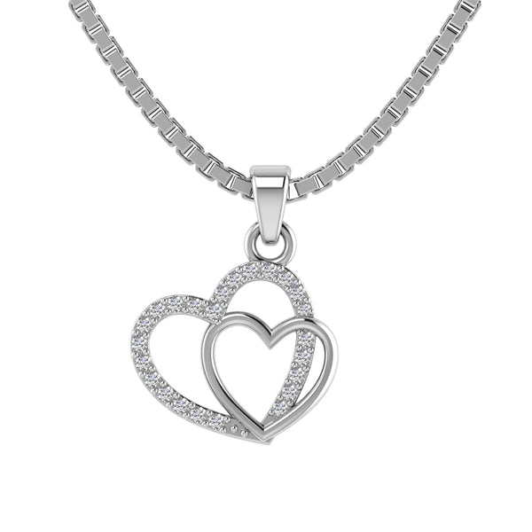 925 Pure Starling Silver Bonded Heart Pendent for Ladies