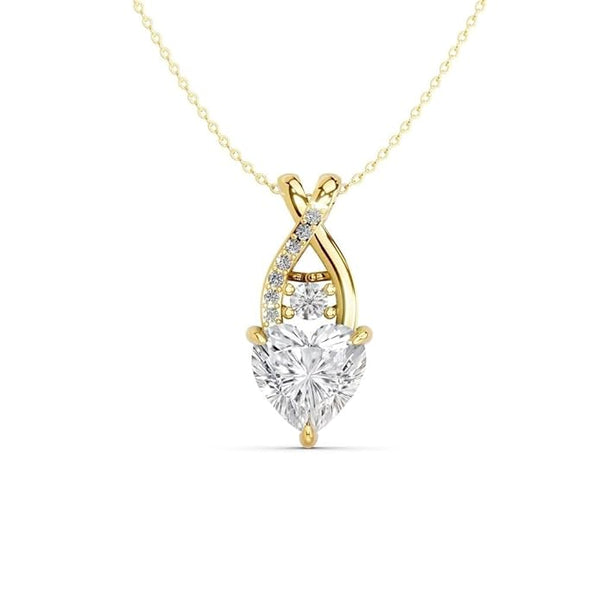 Miss Highness Heart-Shaped Solitaire CZ Pendant in Gold-Plated 925 Silver | Elegant Diamond-Cut Necklace for Women