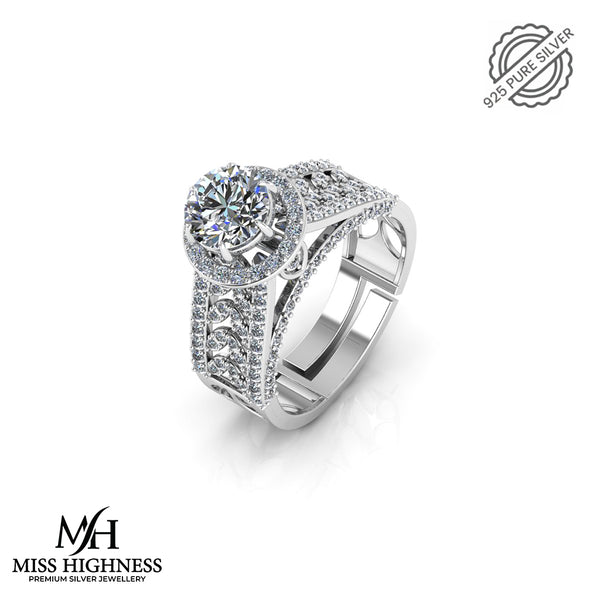 925 Pure Silver Zircon Diamond Special Solitaire Rings for Women's