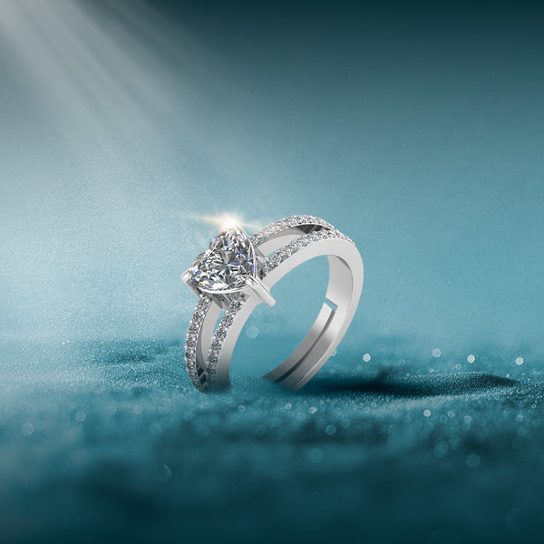 925 Sterling Silver Heart Shape Royal Ring