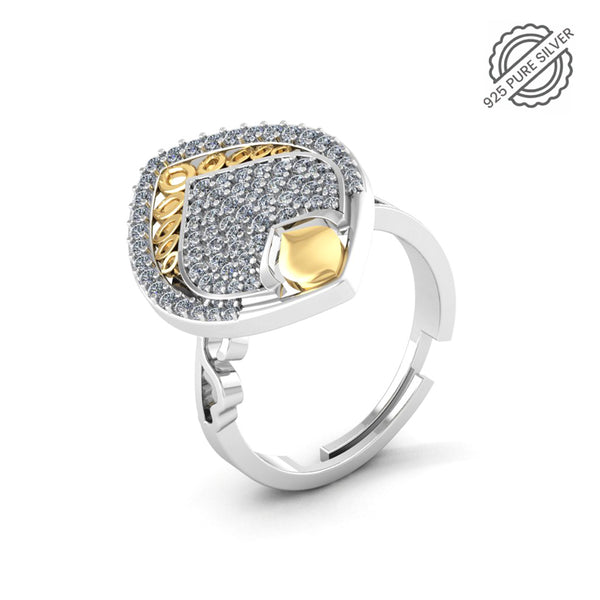 Pure 925 Silver Gold Plated Delicate Special Ring for Ladies