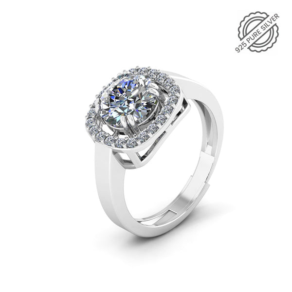 Pure 925 Silver Sapphire Engagement Ring For Girls
