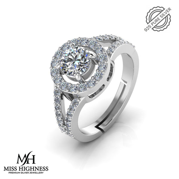 925 Pure Starling Silver Bride Boom Facet Ring for Ladies