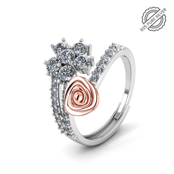 925 Pure Silver Rose Flower Special Ring For Women's and Ladies