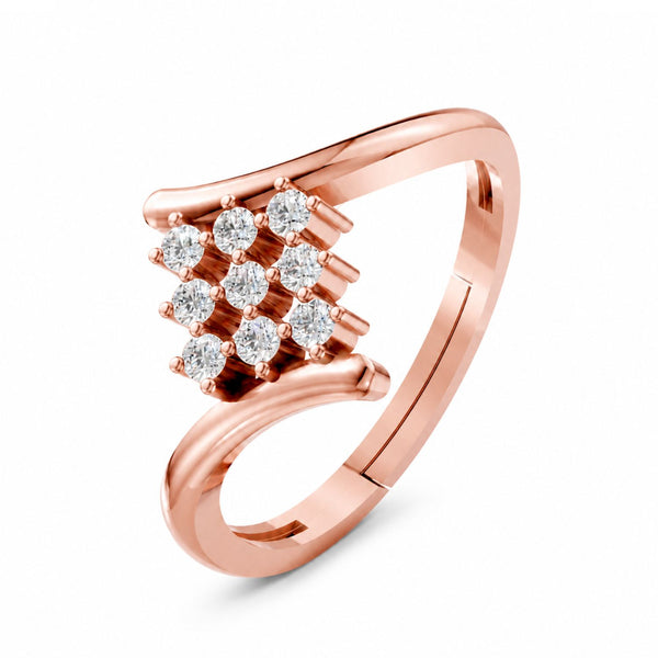 925 Sterling Silver Rose Gold CZ Cluster Ring for Women