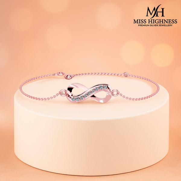 Miss Highness Rose Gold 925 Silver Bracelet with AAA+ Zircon & Floral Design – Adjustable for Women