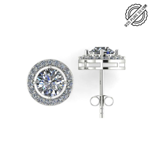 925 Sterling Silver Original Zircon Stud Solitaire Earrings for Women and Girls