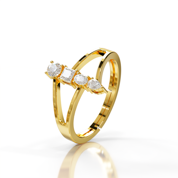 Miss Highness 925 Sterling Silver Gold-Plated Multi-Shape Stone Open Ring for Women & Girls | Daily & Special Wear with BIS Hallmark | Valentine’s Day, Birthday & Anniversary Gift Jewellery