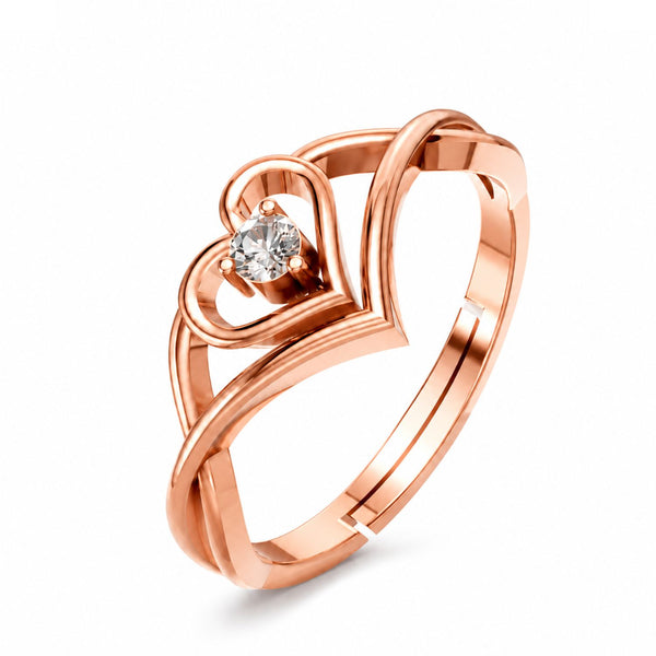 925 Sterling Silver Rose Gold Heart CZ Ring for Women