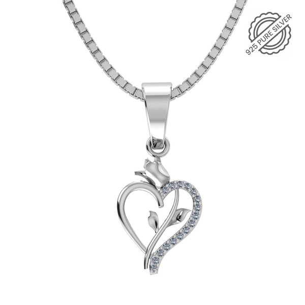 Pure 925 Silver Rose Heart Special Pendant for Girls