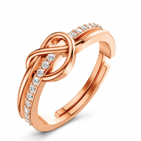 925 Sterling Silver Rose Gold CZ Knot Ring for Women