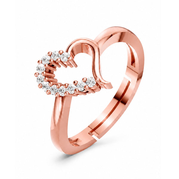Rose Gold Heart CZ Adjustable Ring for Women