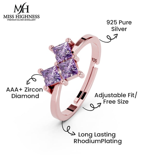 Miss Highness 925 Silver Gold Plated Elegant Pearl Design Adjustable Ring for Women