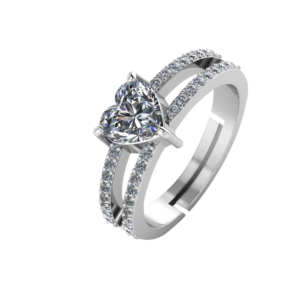 925 Sterling Silver Heart Shape Royal Ring