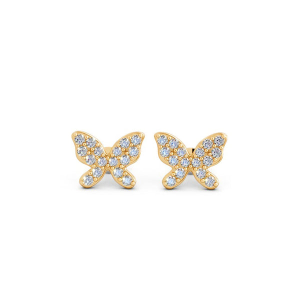 Miss Highness 925 Silver Gold Butterfly Stud Earrings for Women