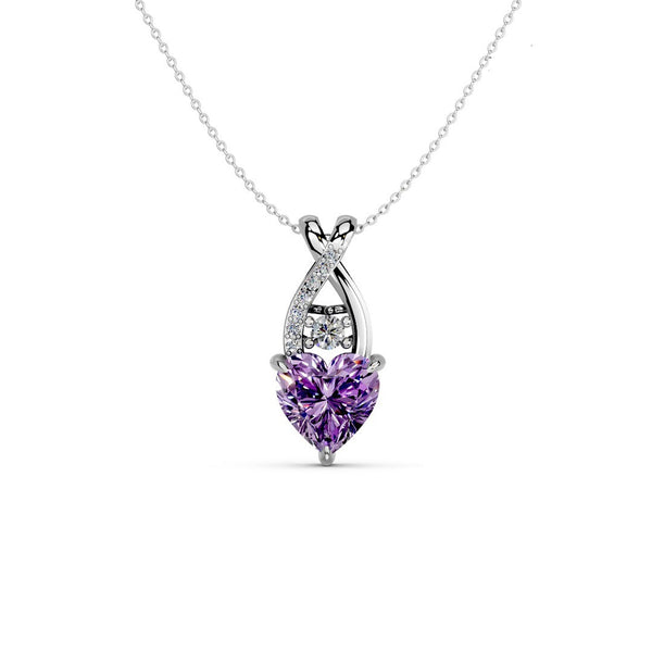Miss Highness 925 Sterling Silver Heart Shape Purple Pendant Necklace for Women