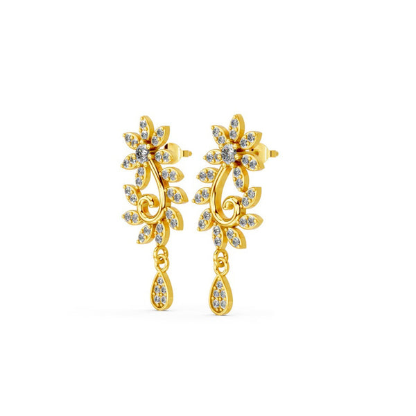 Miss Highness 925 Silver Floral Gold Drop Earrings with Zircons For Women