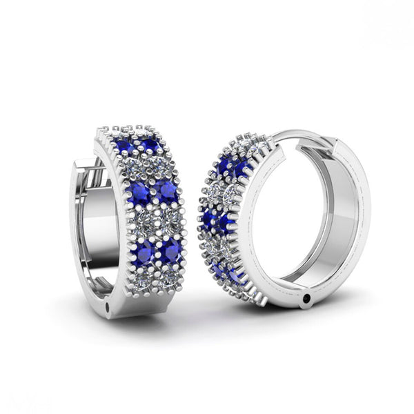 Pure 925 Silver Blueish Hoop Studded Earrings For Ladies